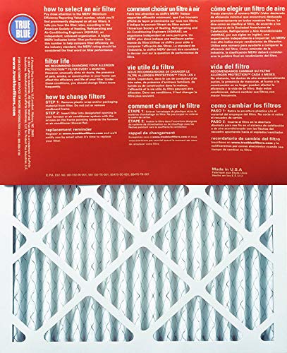 True Blue 15x20x1 MERV 11 Allergen Air Filter (4-Pack) | Electrostatic Pleated HVAC AC Furnace Air Filter | Replacement Filter for Home Use | Made in USA