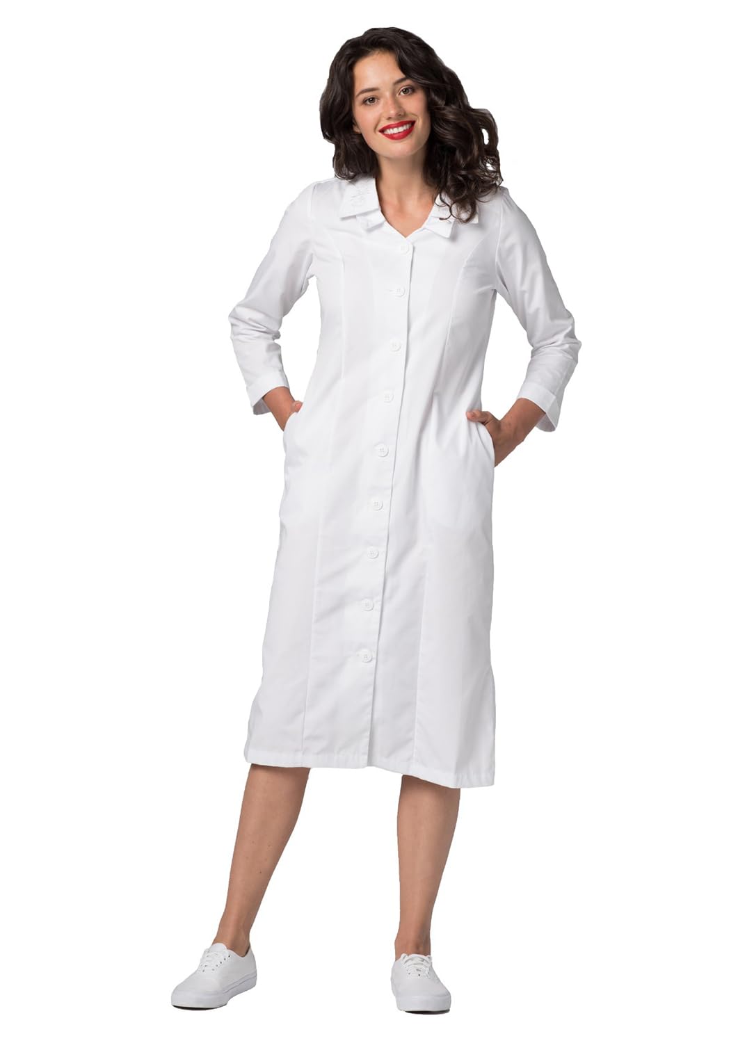 Adar Uniforms, Universal Scrub Dress for Women - Embroided Collar Dress - 2801 - White - 18