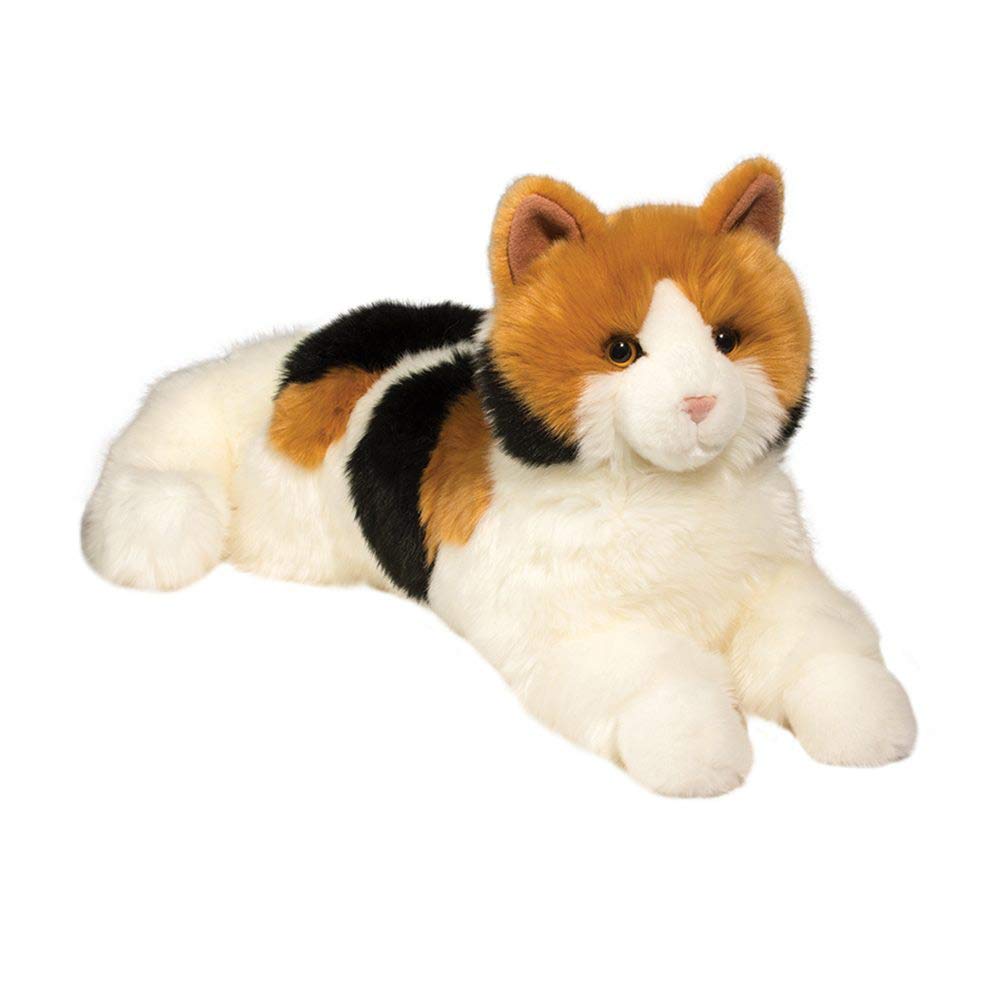 Douglas Puzzle Calico Cat Plush Stuffed Animal – Realistic Soft Calico Cat Plush Toy for Kids, Cat Lovers & Cat Owners, 19" Long (48 cm)