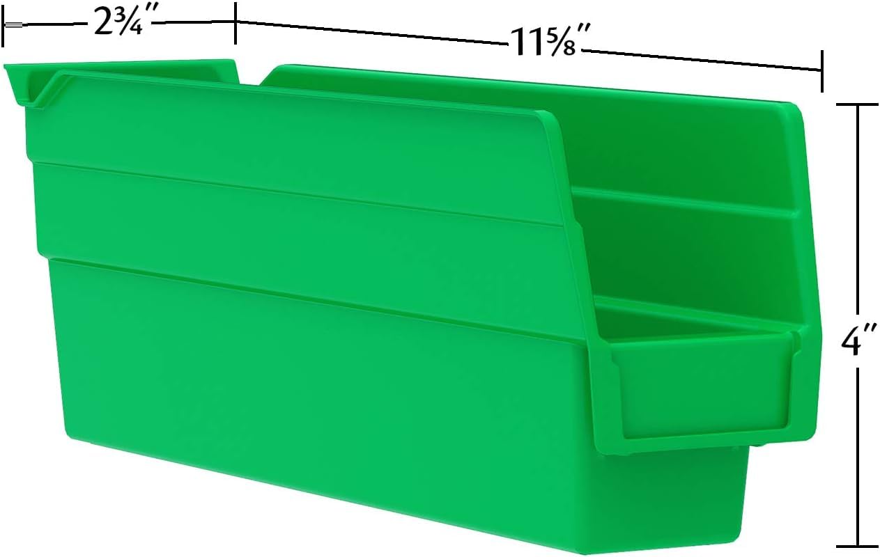 Akro-Mils 30110 Plastic Shelf Bins, Heavy Duty Storage Bins to Use for Garage Organization Bins, Closet Organizer, and Drawer Organizer, 12-Inch x 3-Inch x 4-Inch, Blue, 24-Pack