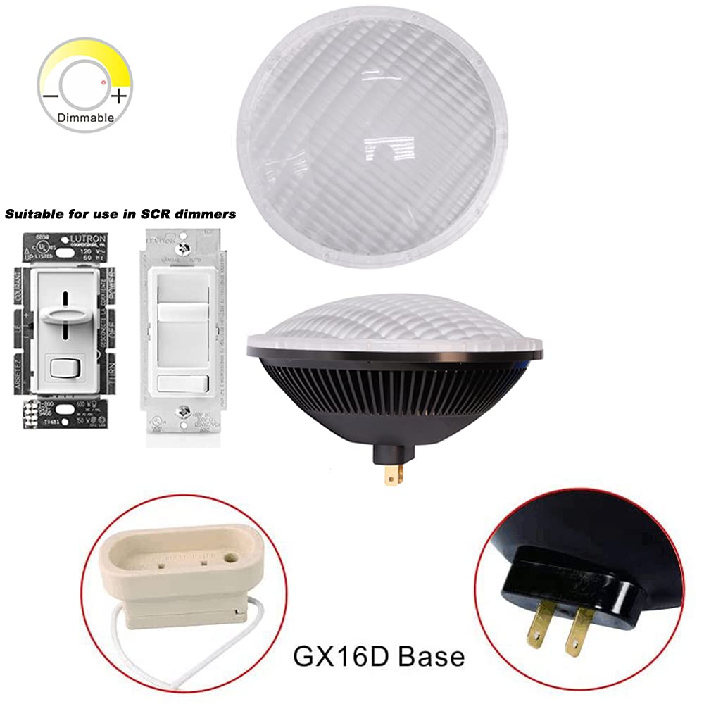 AIPLAMP Par56 LED Bulb Dimmable 36W Flood Light Warm White (2700-3000K) WFL 120°Beam Angle GX16D Base, Replace Par-56 300W 500W Halogen Bulb 1 Pack