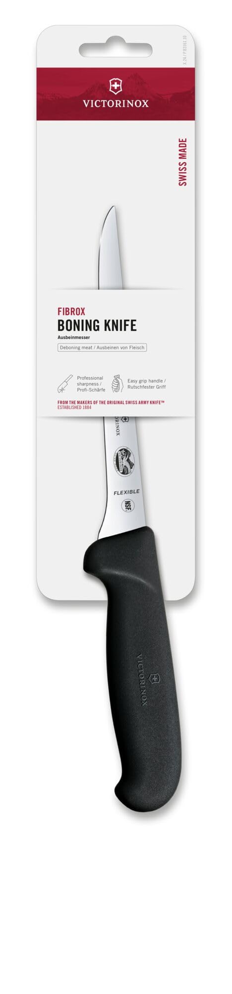 Victorinox Fibrox 6 Inch Flexible Boning Knife, Straight Blade, Black