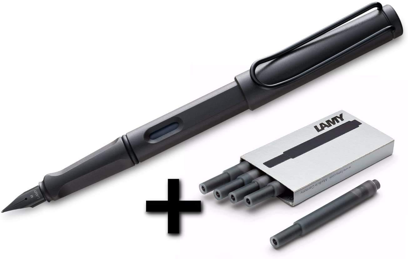 Lamy Safari Fountain Pen (17F) Umber + 5 Black Ink Cartridges (1203886)