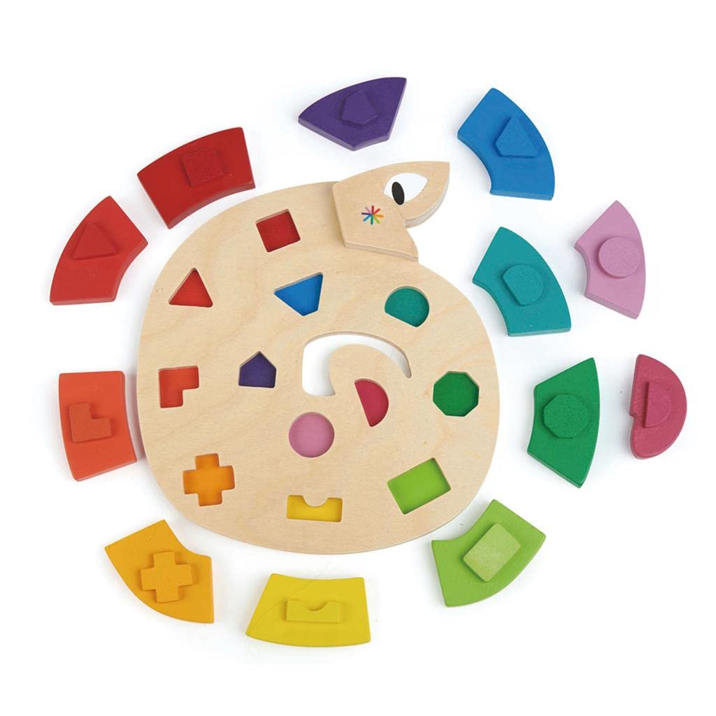 Tender Leaf Toys - Colour Me Happy - 13 Pieces Educational Colour Sorting Wooden Puzzle Toy with 3 Dimensional Shapes Underneath - Early Learning and Preschool Teaching Materials for Children 3+