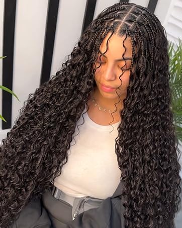 100 Percent Human Braiding Hair for Boho Braids 24 Inch Curly Human Hair for Boho Braids 2 Bundles 100g Boho Hair for Braiding Deep Wave Bulk Human Hair for Boho Knotless Braids (1B,24inch)