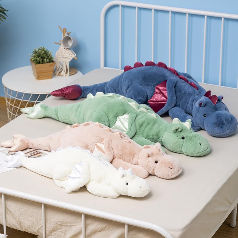 Leahaoe Weighted Dragon Stuffed Animal, Soft and Sturdy Weighted Dragon Plush for Kids and Adults, Medium Blue Dragon Stuffed Animal(35.4" 5Lbs)