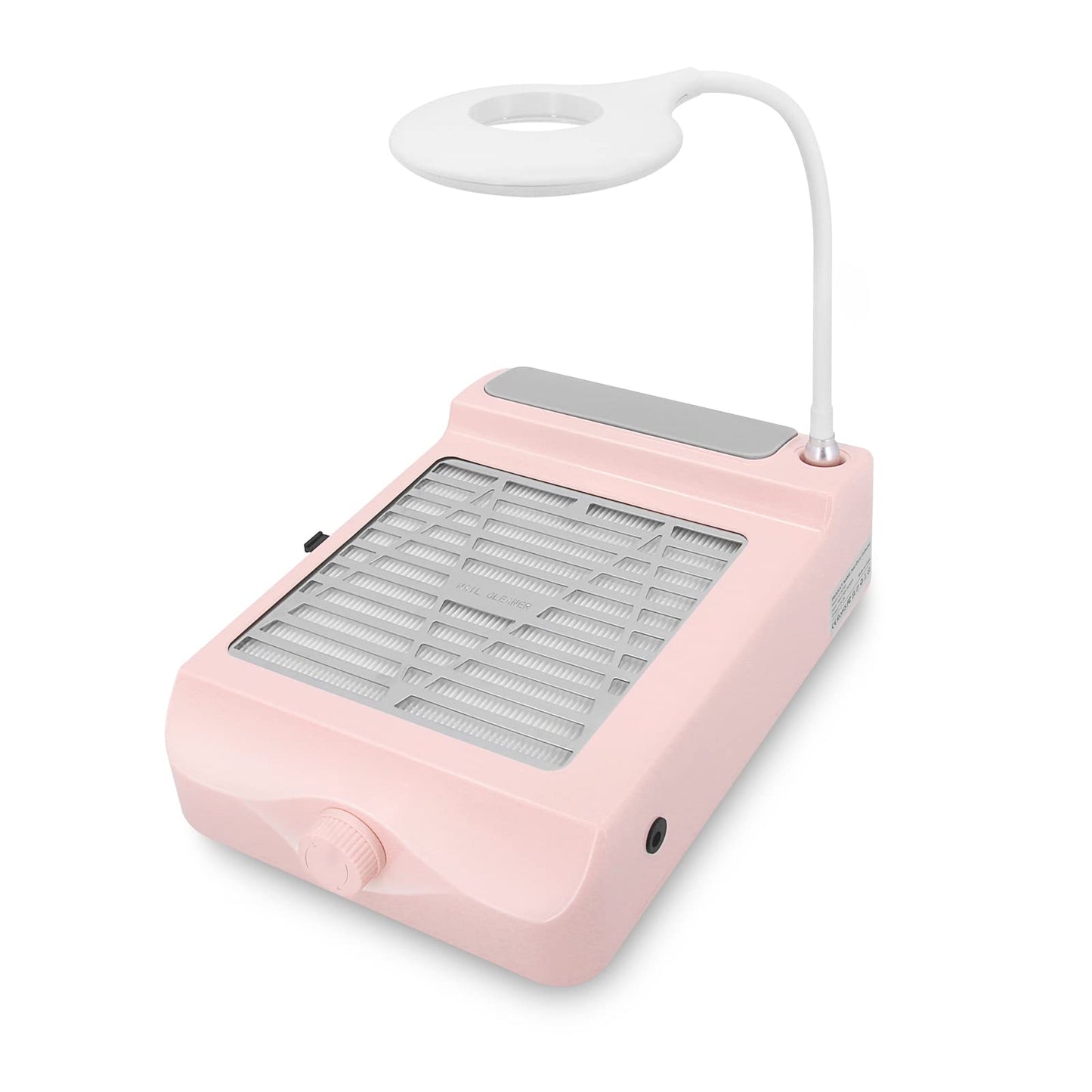 AONOLOVO Nail Dust Collector, Adjustable Suction, Professional Nail Fan Dust Collector with Light Manicure Dust Collector Nail Tech Vacuum Cleaner Machine for Acrylic Nails Removal, Pink