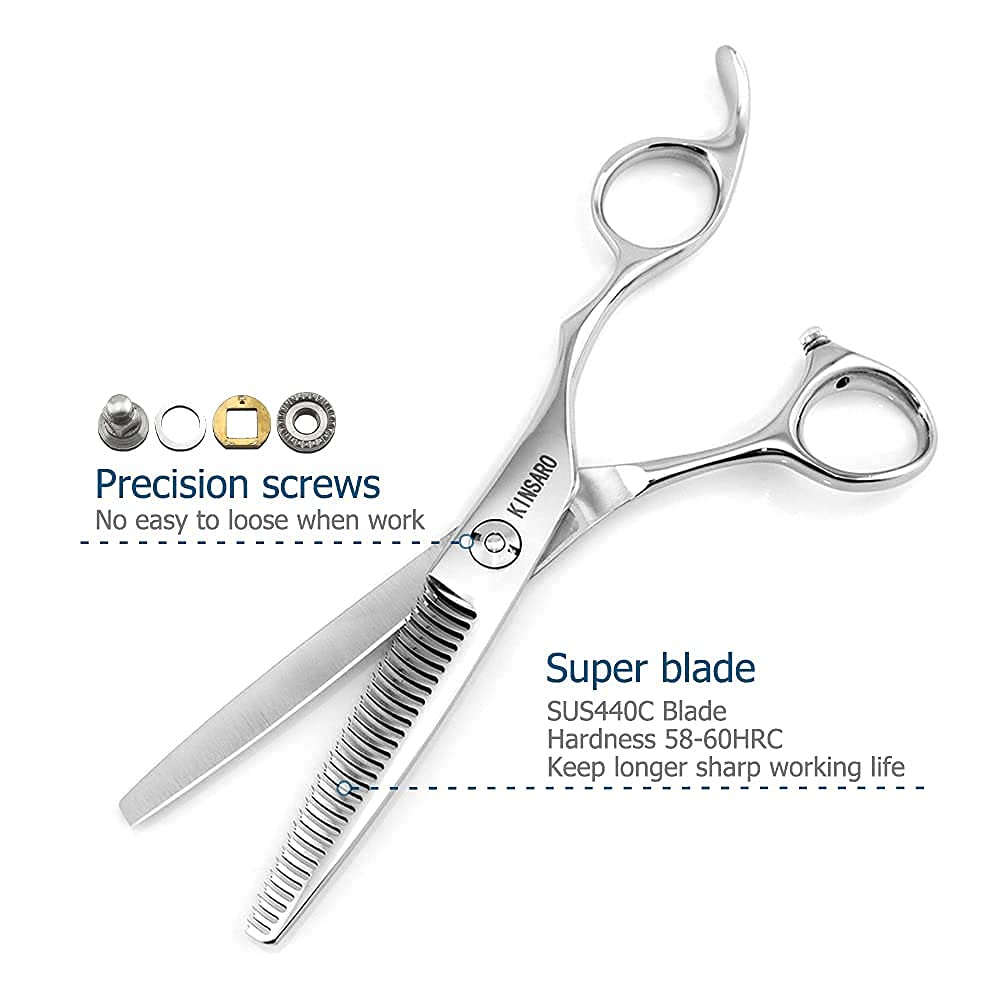 6" Professional Hair Scissors Set Hair Cutting Shears Barber Scissors Japan 440C Barber Hair Thinning Scissors Convex Edge Kinsaro