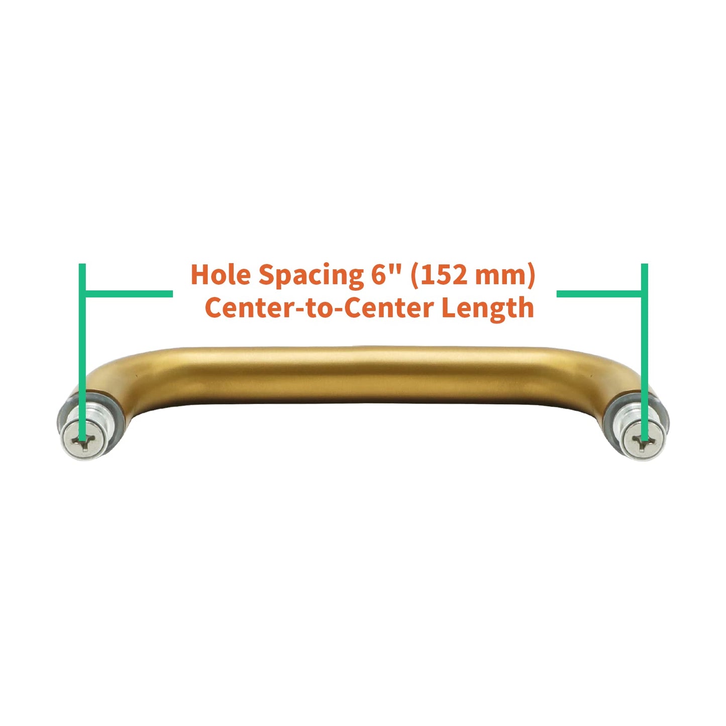 CKB 6" Shower Door Handle, Shower Glass Door Pull Back to Back Handle Compatible with 1/4" to 1/2" Thickness Glass for Frameless Shower Doors, Satin Gold with 304 Stainless Steel