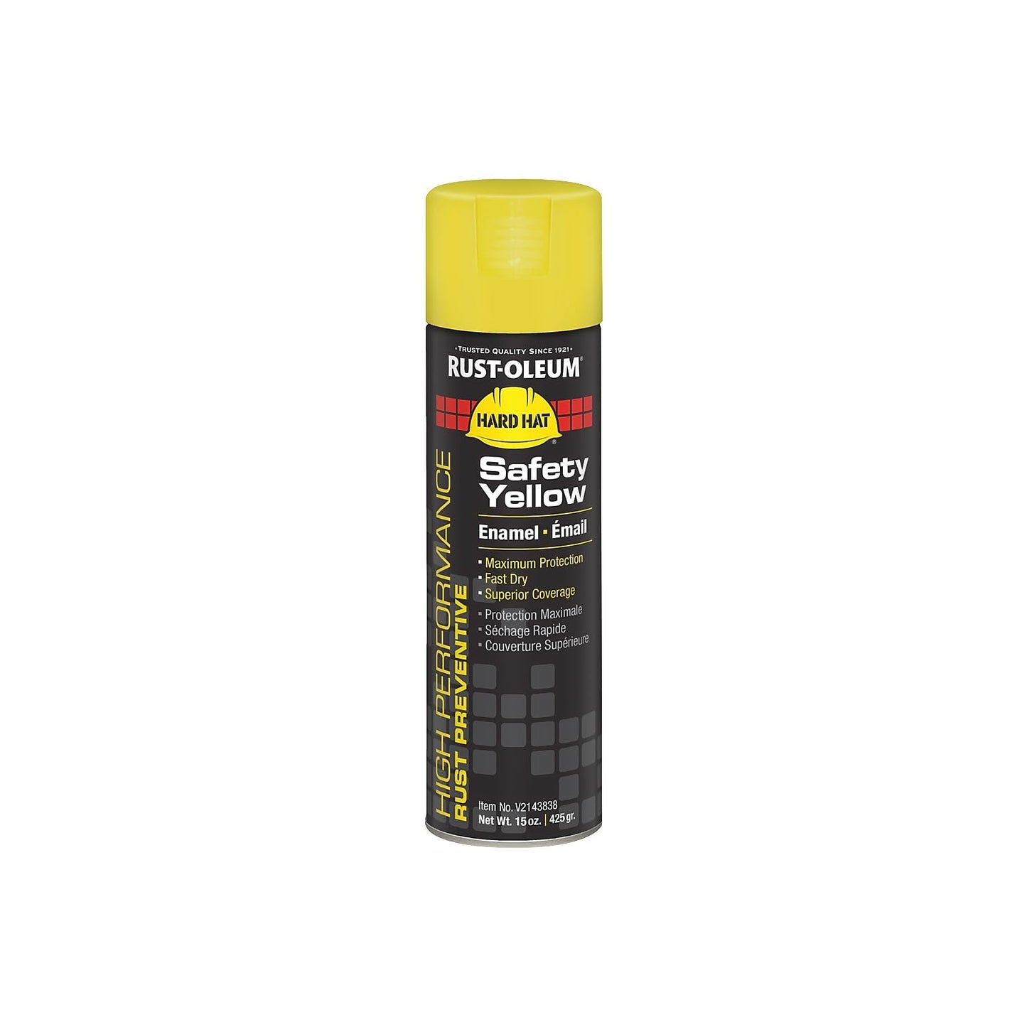 Rust-Oleum V2143838 High Performance V2100 System Rust Preventive Enamel Spray Paint, 20 fl. oz. Container, 15 oz. Fill, Safety Yellow, 6-Pack