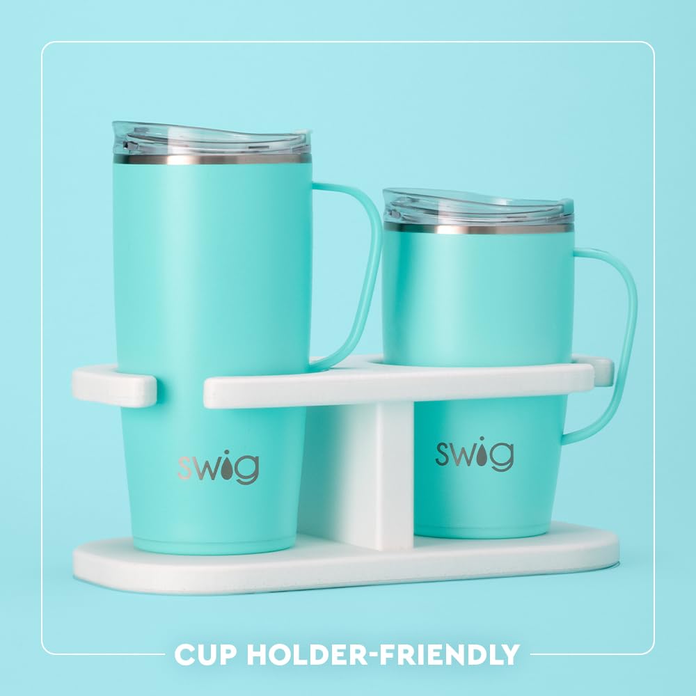 Swig Life 22oz Travel Mug, Insulated Tumbler with Handle and Lid, Travel Coffee Mug, Cup Holder Friendly, Stainless Steel 22 oz Tumbler, Reusable Insulated with Lid (Secret Garden)