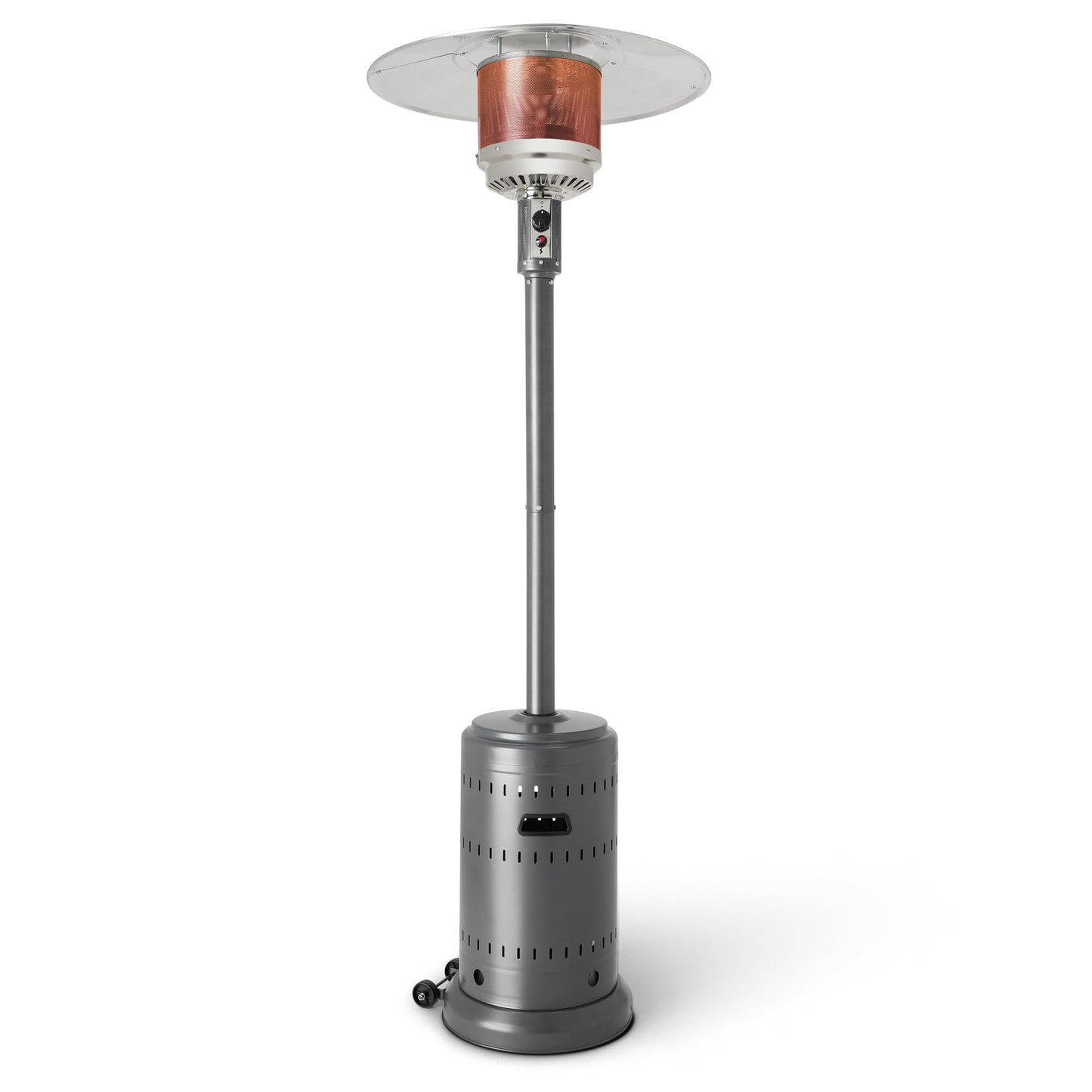 Amazon Basics 46,000 BTU Outdoor Propane Patio Heater with Wheels, Commercial & Residential, Slate Gray, with Water Tank, 32.1 x 32.1 x 91.3 inches (LxWxH)