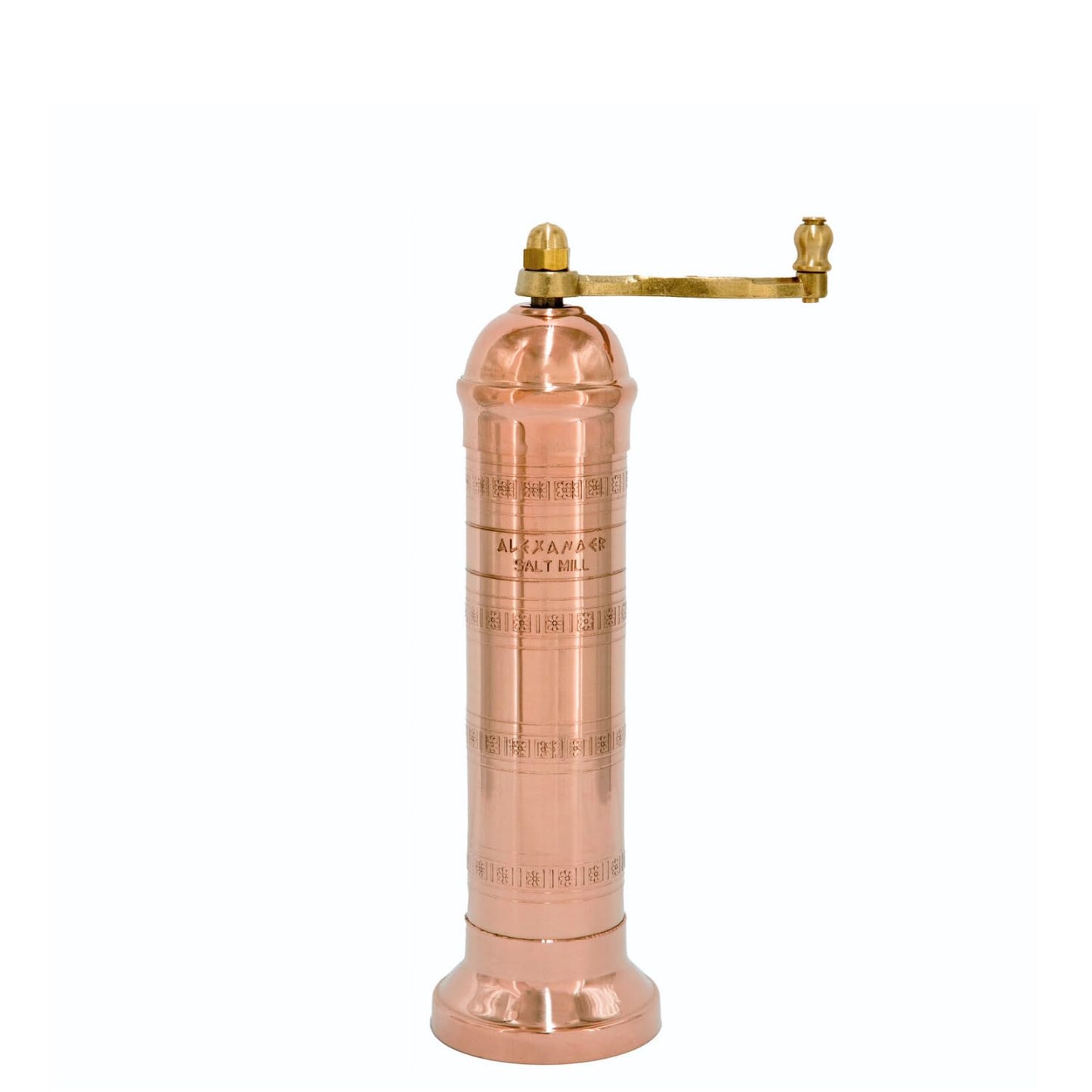 Alexander Home The Original Greek Salt Mill 8 Inch Tall | European Salt Mill Grinder with Crank Handle | Manual Salt Grinder | Salt Refillable - Copper