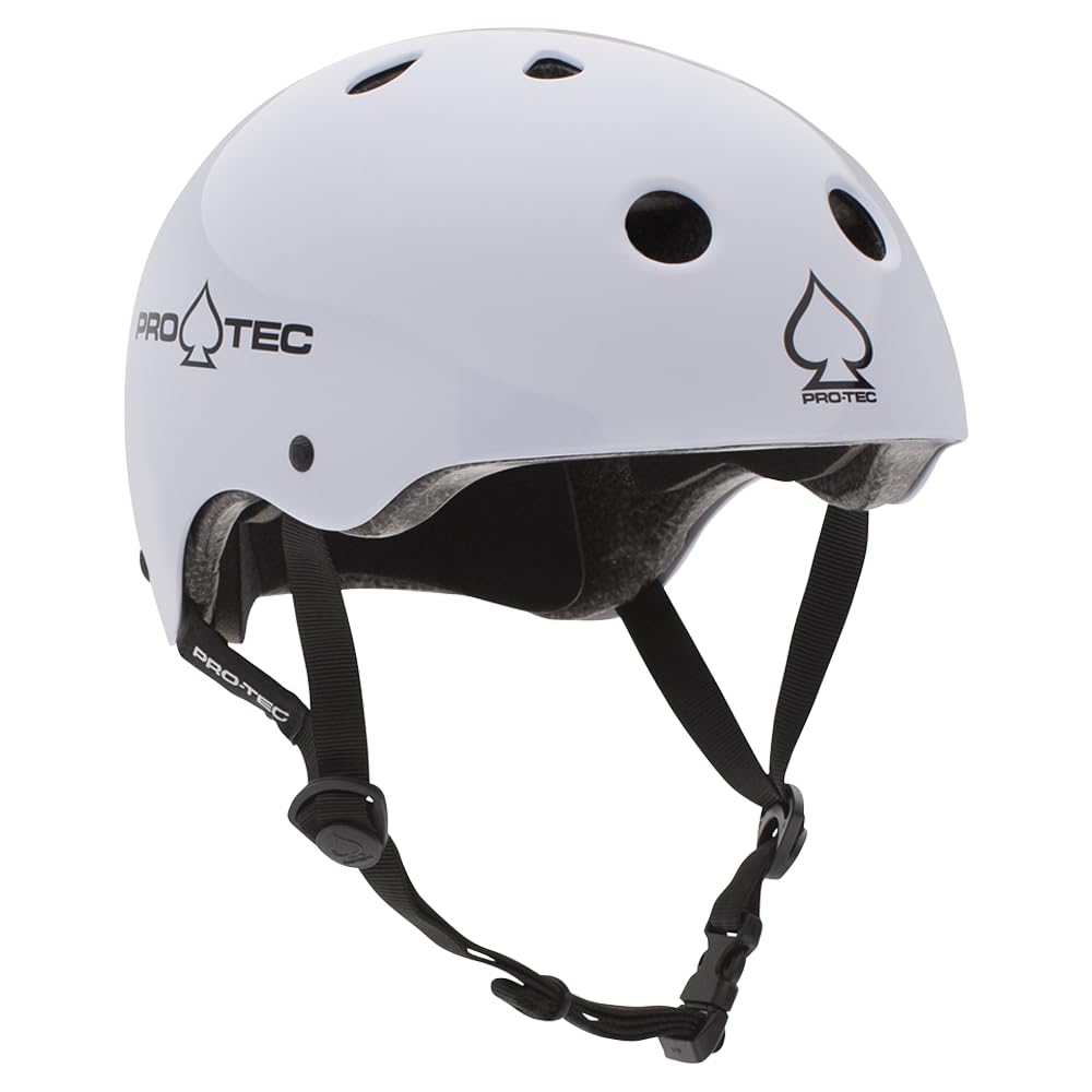 Pro-Tec Classic Certified Skateboard Helmet, Ideal for Skateboarding, Bicycling, BMX and Roller Skating, – Large – White Gloss