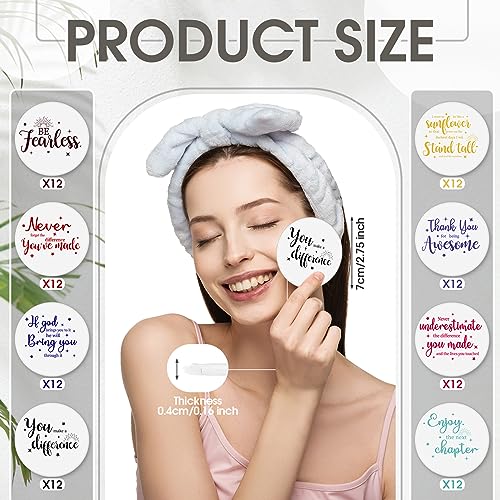 Kigley Mother's Day International Gifts for Women 2.8 Inch Inspirational Compact Mirror Round Portable Pocket Makeup Glass Mirror Purse Mini Small Mirror for Nurse Graduation(White Base,96 Pcs)