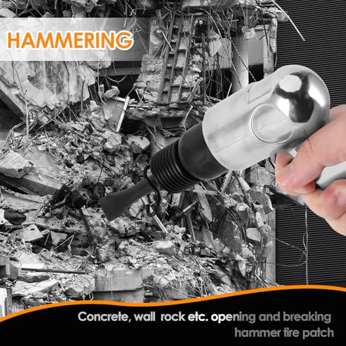 Air Hammer, Semme 4500 BPM Air Chisel with 4 Piece Chisel Punch Bits Tools, Industrial Handle Straight Type Pneumatic Hammer Tool, for General Cutting, Drilling, Rusting Removal, and Scraping