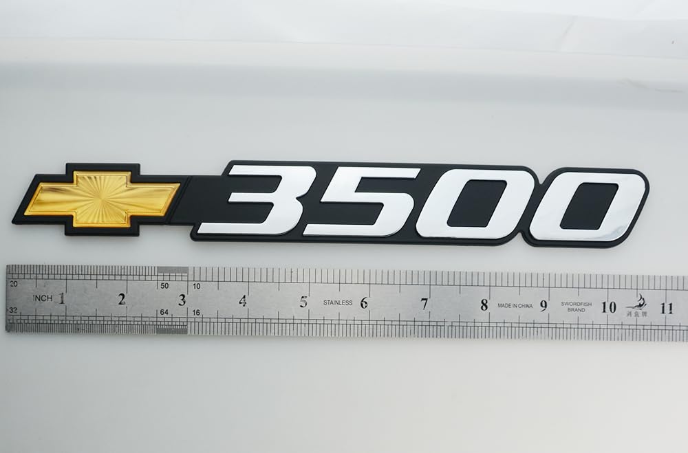 Pair Set Bowtie 3500 Emblems Front Door Right Left 3D Badge Nameplate Sticker Replacement for 2001-2007 Silverado 15126053 (Yellow)
