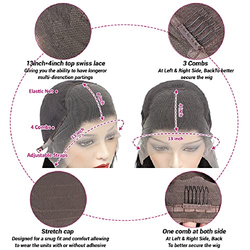 ALIANNA 22 Inch13x4 HD Body Wave Lace Front Wigs Human Hair 180% Density Transparent Lace Front Wigs Human Hair Pre Plucked Bleached Knots Glueless Brazilian Frontal Wigs Human Hair for Women Natural