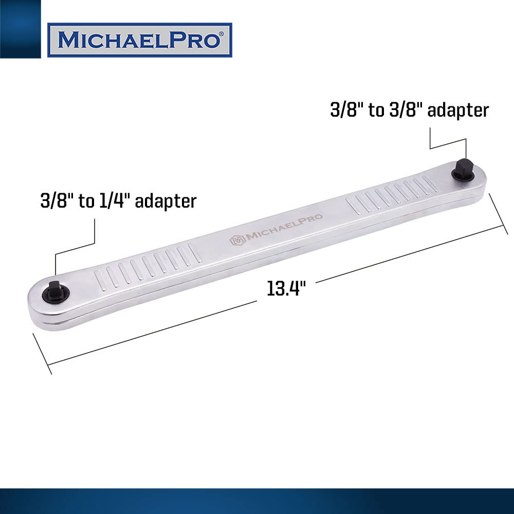 MichaelPro Extension Wrench, 13.4 in Length, 3/8 in Square Drive, Heavy Duty Steel Construction, Aluminum Casing, Chain-Driven Mechanism