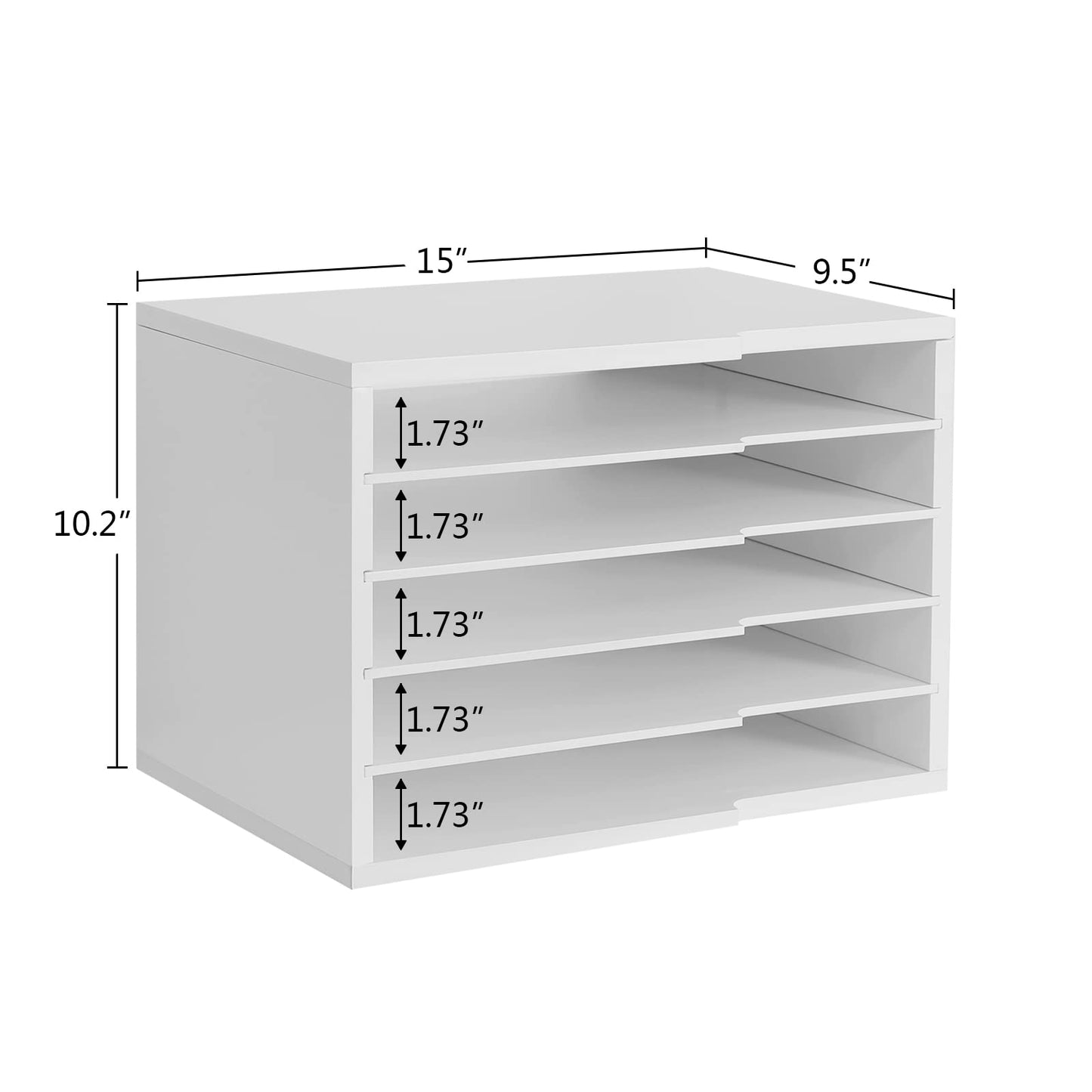 LAPTAIN Desktop File Sorter with 4 Adjustable Shelves for Home and Office, Paper Letter Tray Organizer Wall Mount, White