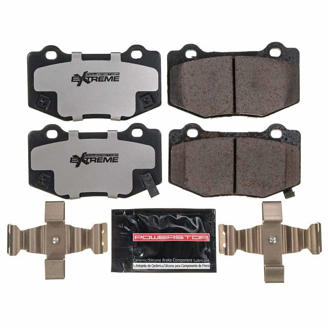 PowerStop Rear Brake Pads For Cadillac ATS 2016-19 |Chevrolet Camaro 2016-20 |Corvette 2014-19 |Ford Mustang 2016-20 - Z26 Carbon-Fiber Ceramic Brake Pads With Installation Hardware, Z26-1718