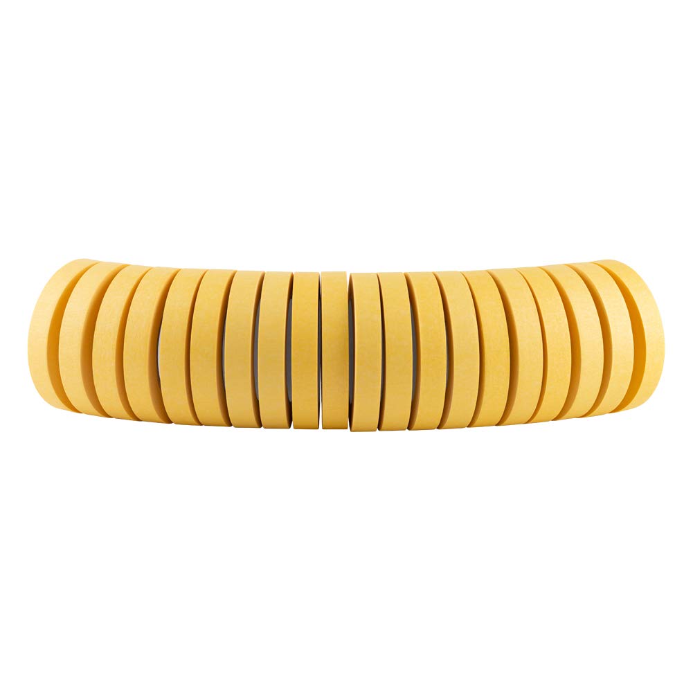 Lichamp 20-Pack Automotive Refinish Masking Tape Yellow 18mm x 55m, Cars Vehicles Auto Body Paint Tape, Automotive Painters Tapes Bulk Set 0.7-inch x 180-foot x 20 Rolls