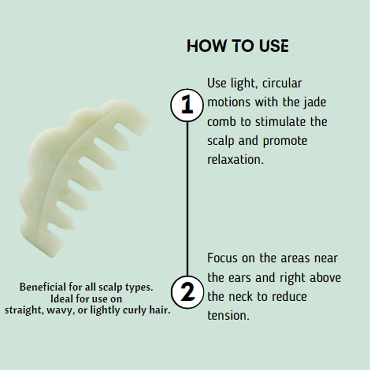 Mount Lai Hand-Carved Natural Jade Massaging Gua Sha Scalp Comb, Gua Sha Jade Comb Scalp Massager and GuaSha Scraping Tool, Balances and Cools, Promotes Relaxation and Blood Circulation