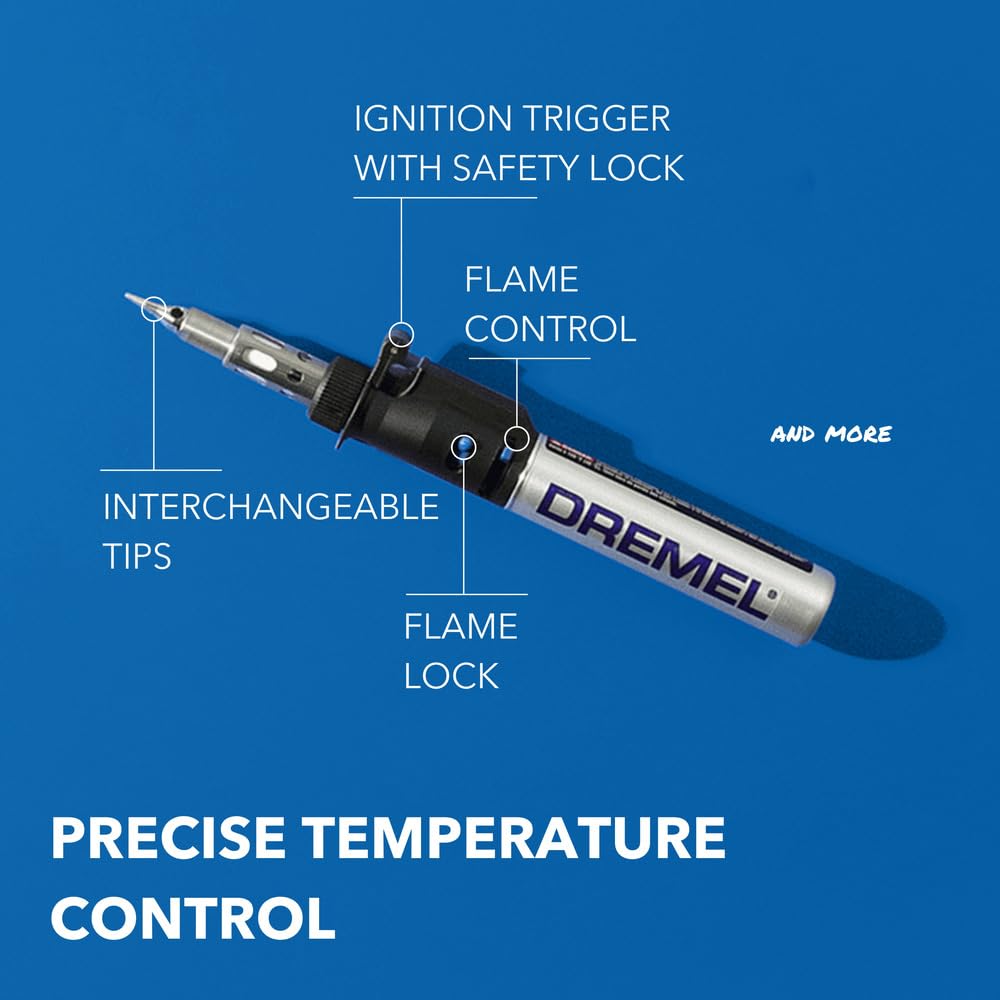 Dremel VersaTip Precision Butane Torch - Long Lasting Cordless Soldering Iron - Perfect for Pyrography, Paint Removal, & Heat Embossing (2000-7)