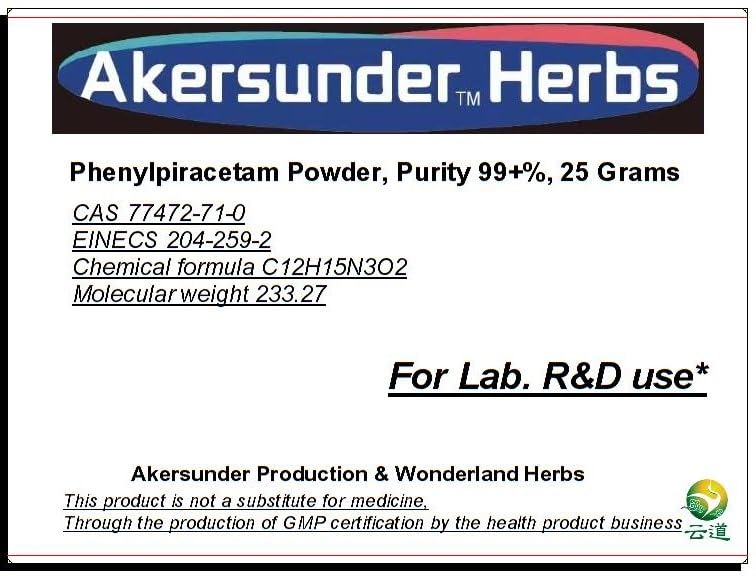 Akersunder - Phenylpiracetam Powder, Purity 99.9+%, 25 Grams. Include 100mg Scoop