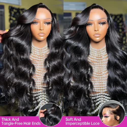 ALIANNA 22 Inch13x4 HD Body Wave Lace Front Wigs Human Hair 180% Density Transparent Lace Front Wigs Human Hair Pre Plucked Bleached Knots Glueless Brazilian Frontal Wigs Human Hair for Women Natural