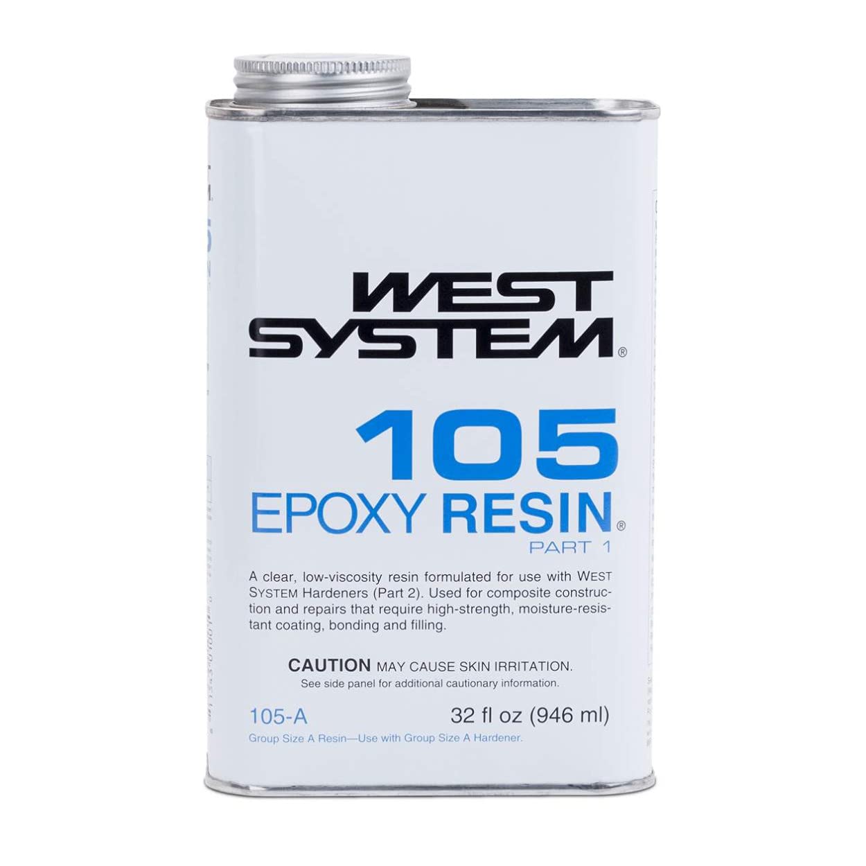 West System 105A Epoxy Resin (32 fl oz) Bundle with 206A Slow Epoxy Hardener (7 fl oz). Also Includes one Resin and one Hardener Pump.