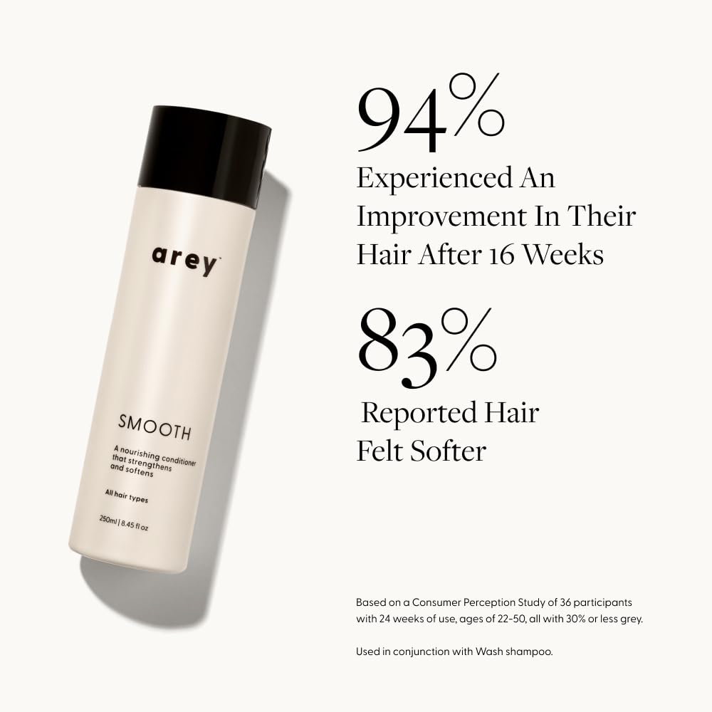 Arey Smooth Conditioner | Reduce the Signs of Aging Hair | Retains Moisture, Promotes Smoothness | For Use with Wash Shampoo | Vegan, Gluten-Free, Residue-Free & Cruelty-Free (8.45 Fl Oz, 30 Uses)