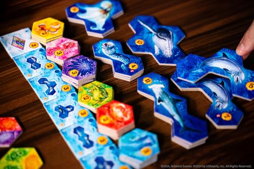 Aqua Board Game, Fun Strategy Game for Adults and Family, Thematic Oceanic Tile Placement Game, Ages 8+, 1-4 Players, 30-45+ Minute Playtime, Solo and Competitive Modes