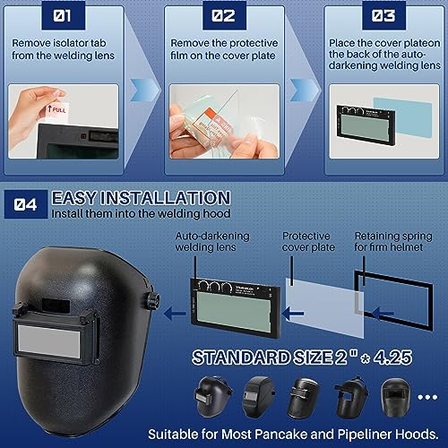 2×4.25 Auto Darkening Welding Lens - Shade 5-13 Adjustability | True Color Welding Lens | Ideal for Pancake & Pipeliner Welding Hoods | Welding Lens 2×4 1/4 (HD)