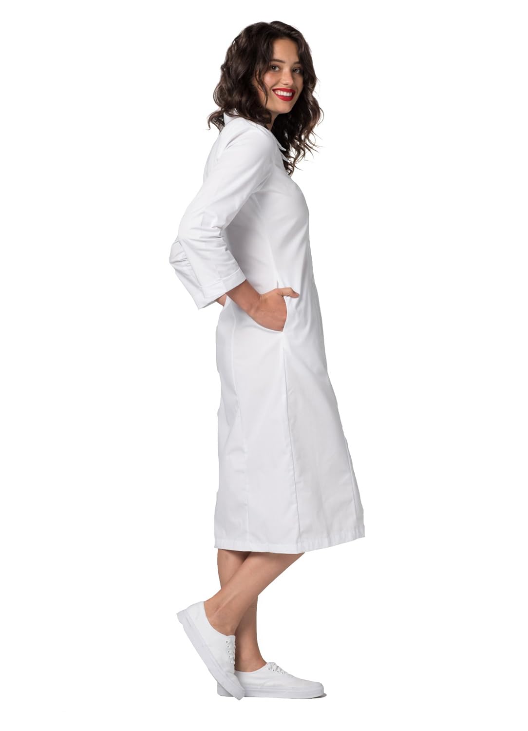 Adar Uniforms, Universal Scrub Dress for Women - Embroided Collar Dress - 2801 - White - 18