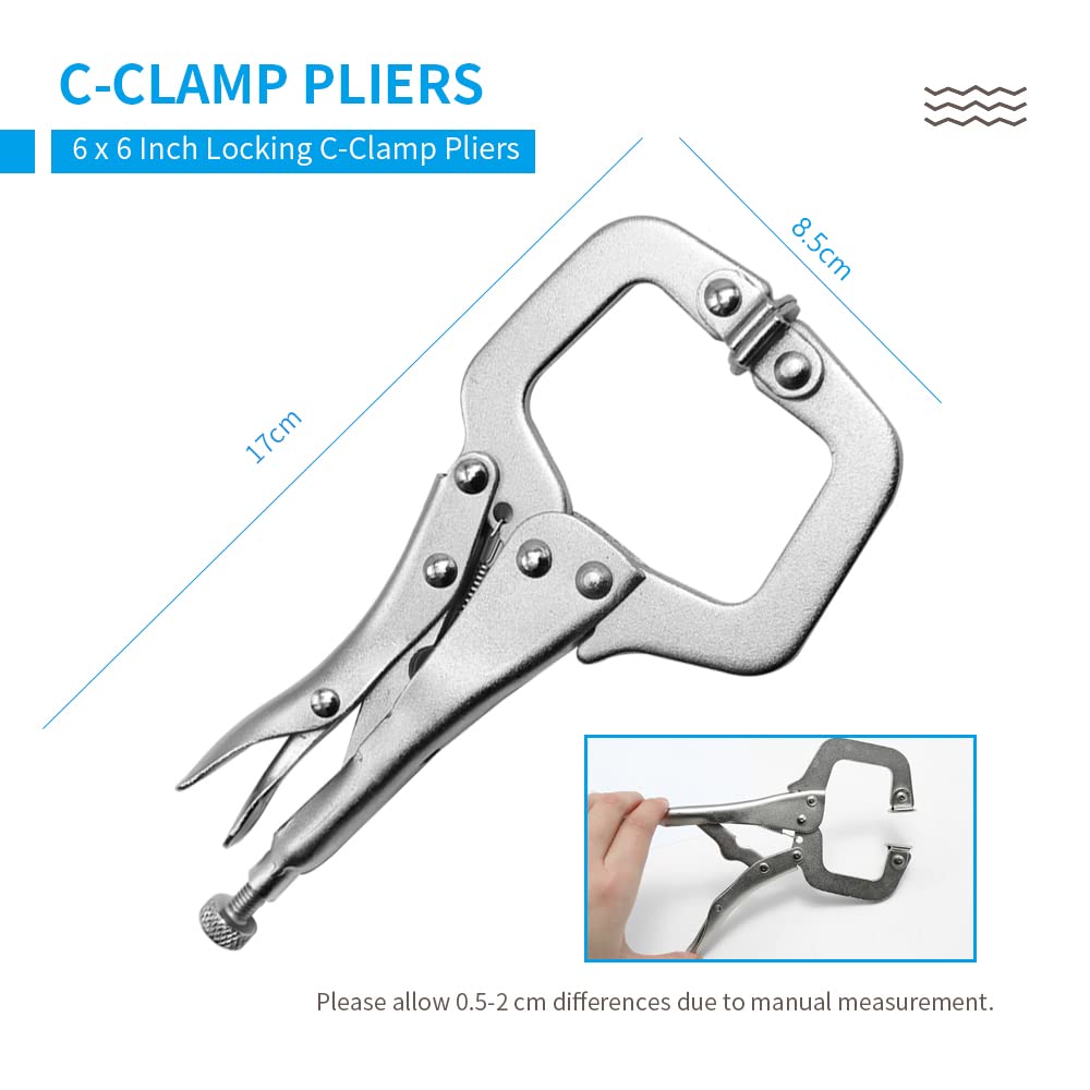 Anxingo 6 Pack 6 Inch C-Clamp Locking with Swivel Pads Heavy Duty Pliers for Craftsmen Home Workshop