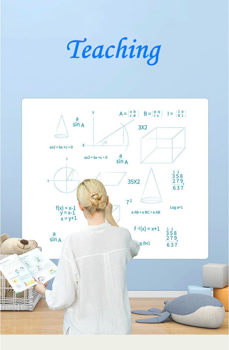 48" × 79" Stick and Peel Dry Erase Whiteboard Wall Sticker, Bonus Marker(48×79 Inches)