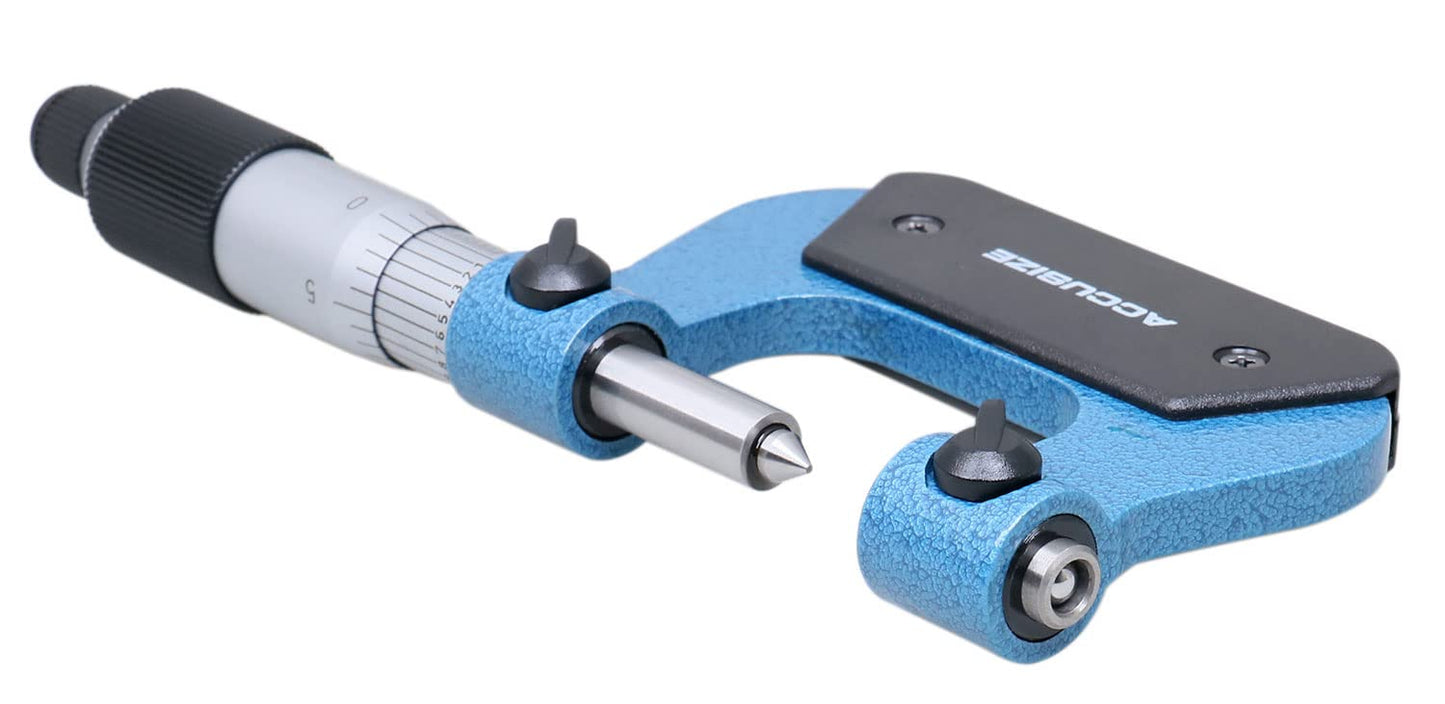 Accusize Industrial Tools 0-1'' by 0.001'' Screw Thread Micrometer with 5 Anvil in Fitted Box, S916-C750