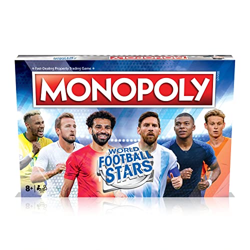 Winning Moves Football Stars Monopoly Board Game, Play with Cristiano Ronaldo, Lionel Messi, Neymar, Harry Kane and Salah, Perfect for The World Cup, Gift and Toy for Boys and Girls Aged 8 Plus
