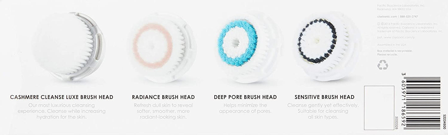 Clarisonic Brush Head Replacement Set Compatible with Mia 1, Mia 2, Mia Fit, Alpha Fit, Smart Profile Uplift and Alpha Fit X, 4 Count