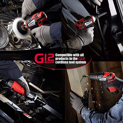 ACDelco ARW1207P G12 Series 12V Cordless Li-ion 1/4” 30 ft-lbs. Torque Ratchet Wrench Tool Kit, Red
