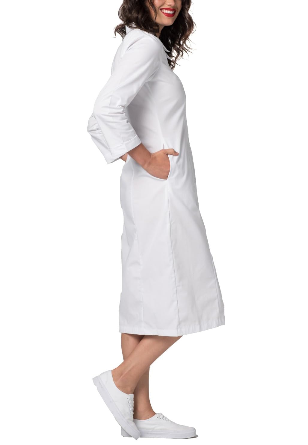 Adar Uniforms, Universal Scrub Dress for Women - Embroided Collar Dress - 2801 - White - 18