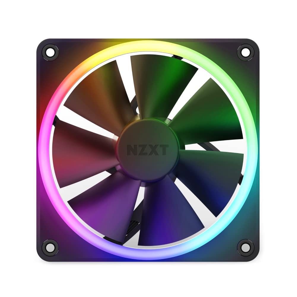 NZXT F120 RGB Triple Pack – 3 x 120mm RGB PWM PC Fans with RGB Controller – High Airflow, Low Noise – Fluid Dynamic Bearing – CAM Software Control – 18 LEDs per Fan – Black