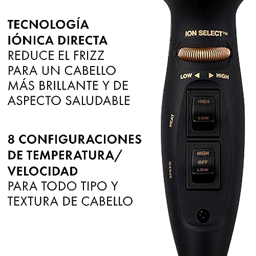 Hot Tools Pro Artist Black Gold 2100 Turbo Ceramic + Ionic Hair Dryer | Fast Dry, Lightweight