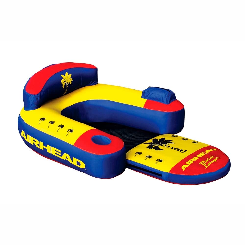 AIRHEAD Bimini Lounger II, 1 Person Pool Float with Drink Holder Zip Storage Pocket
