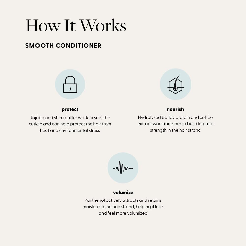 Arey Smooth Conditioner | Reduce the Signs of Aging Hair | Retains Moisture, Promotes Smoothness | For Use with Wash Shampoo | Vegan, Gluten-Free, Residue-Free & Cruelty-Free (8.45 Fl Oz, 30 Uses)