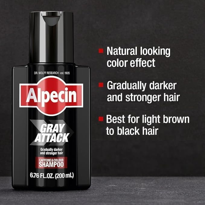 Alpecin Gray Attack Caffeine & Color Shampoo, 6.76 Fl Oz (Pack of 2)