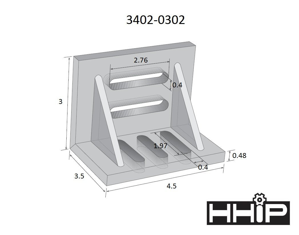 HHIP 3402-0302 4-1/2" x 3-1/2" x 3" Slotted Angle Plate, Webbed