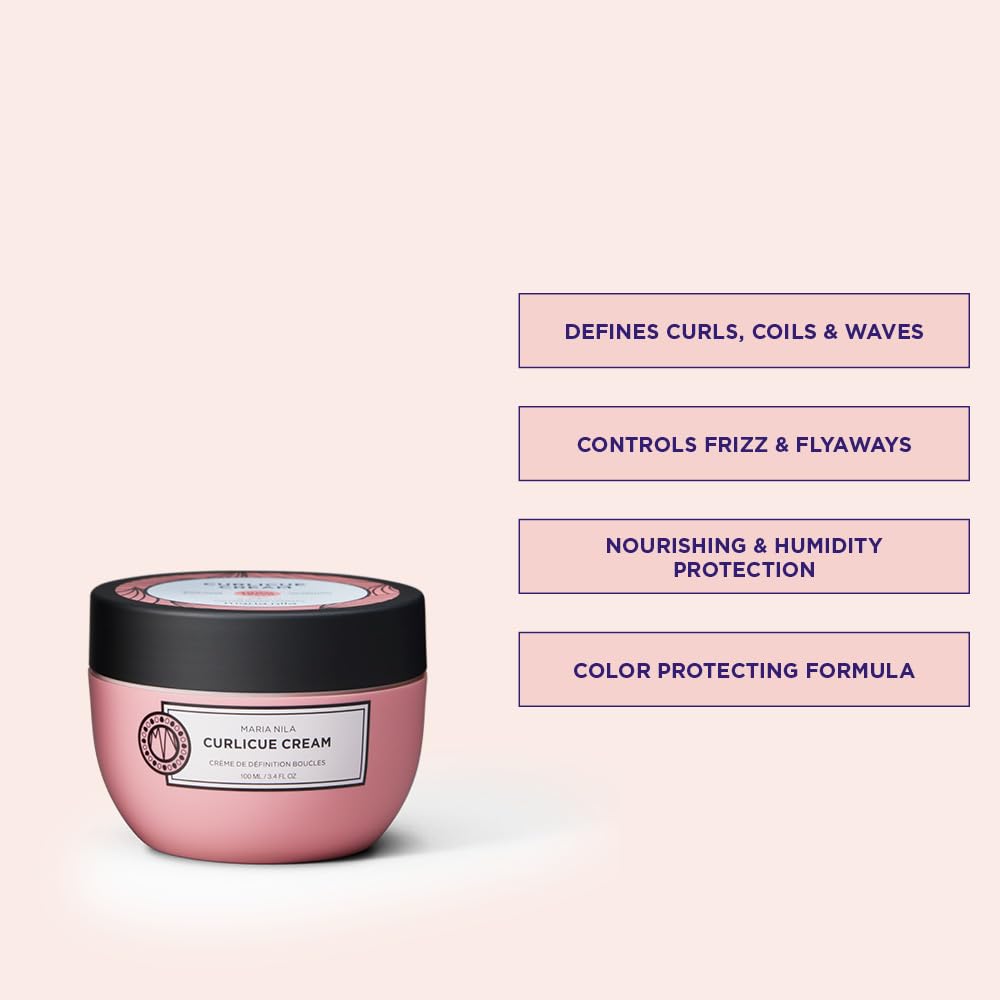 Maria Nila Curlicue Cream, 3.4 Fl Oz, Hold 3/5, Enhances Curls & Waves, Chamomile Hydrates & Prevents Frizz, 100% Vegan & Sulfate/Paraben free