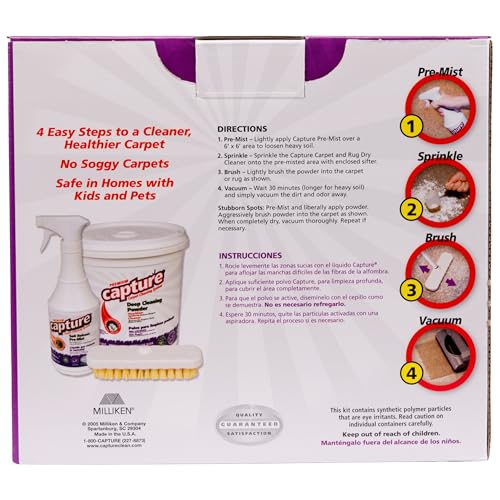 Capture Carpet Total Care Kit 400 - Home Couch and Upholstery, Car Rug, Dogs & Cats Pet Carpet Cleaner Solution - Strength Odor Eliminator, Stains Spot Remover, Non Liquid & No Harsh Chemical